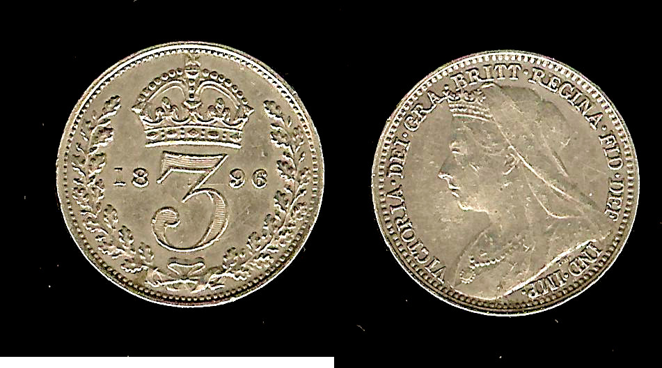 ROYAUME-UNI 3 Pence Victoria 1896 SUP